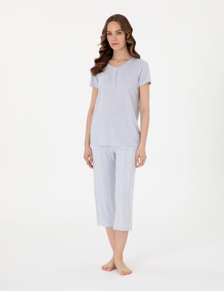 Mavi Kısakollu Kapri Pijama Takımı - 50319043003