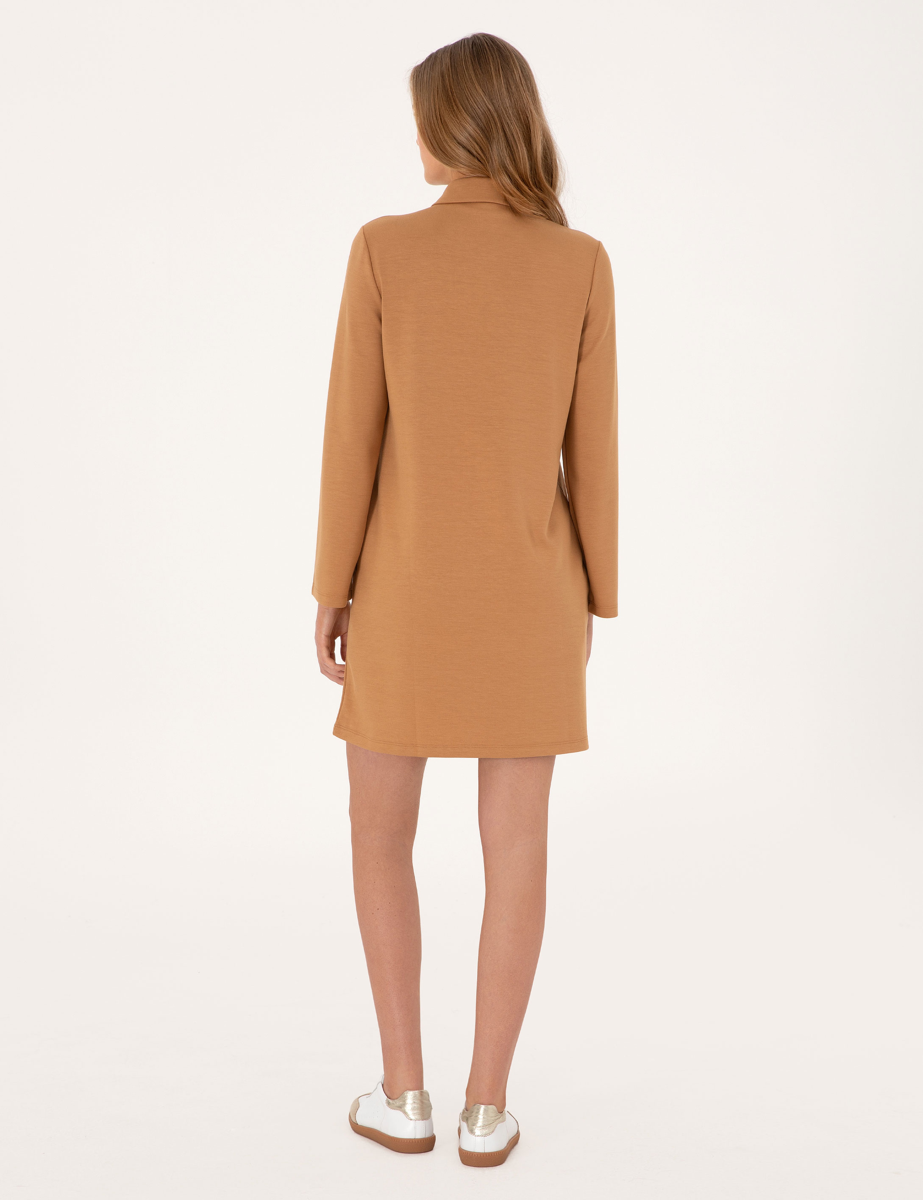 Camel Regular Fit Modal Kumaş Örme Elbise - Image 4