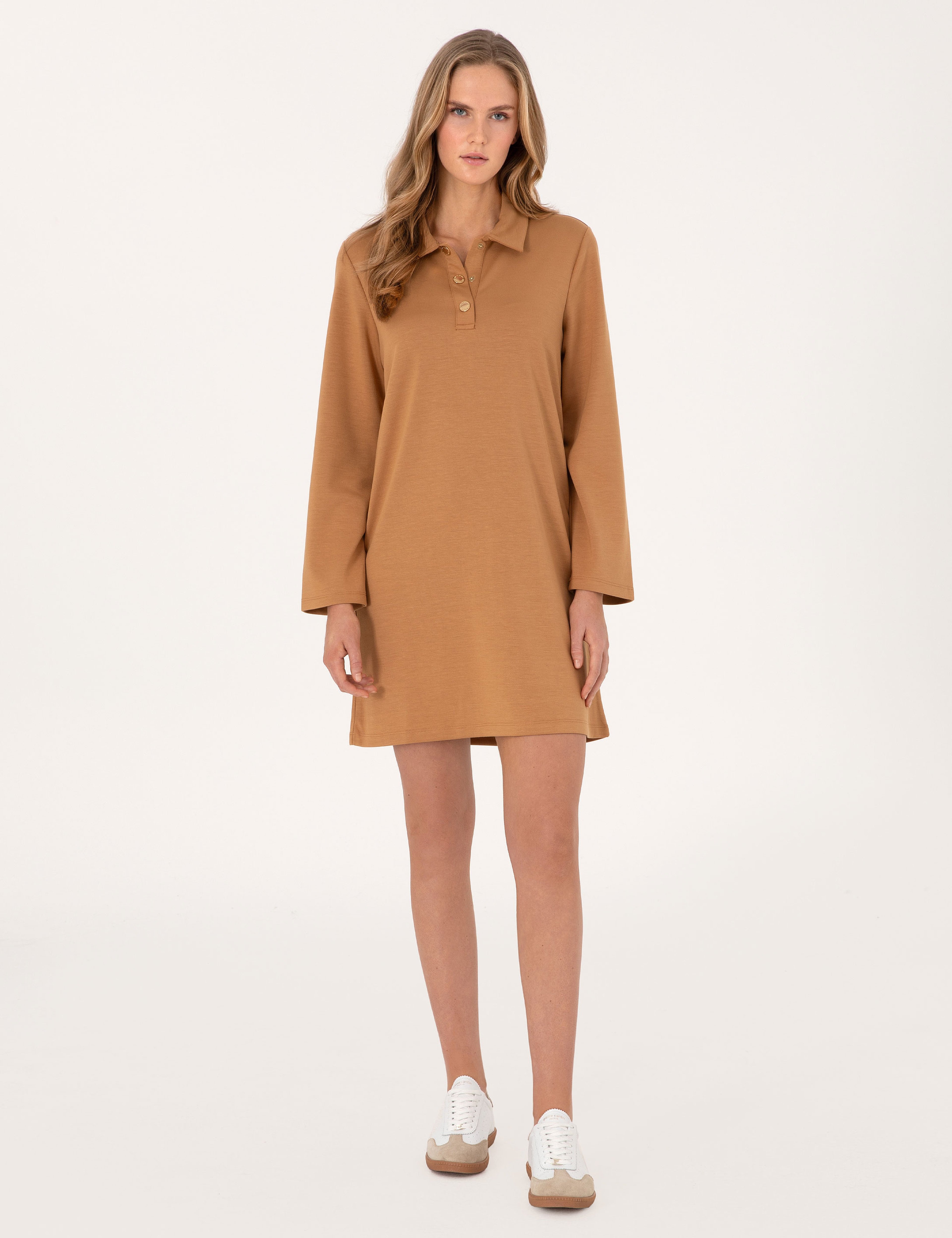 Camel Regular Fit Modal Kumaş Örme Elbise