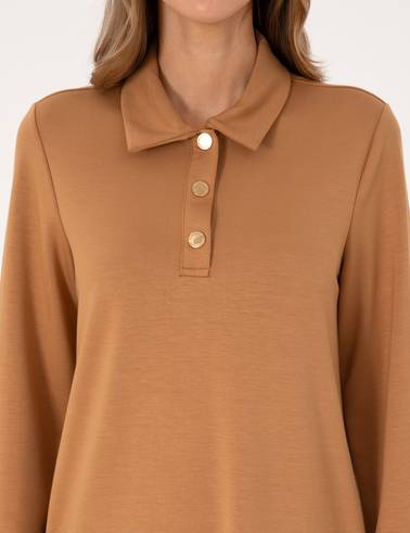 Camel Regular Fit Modal Kumaş Örme Elbise