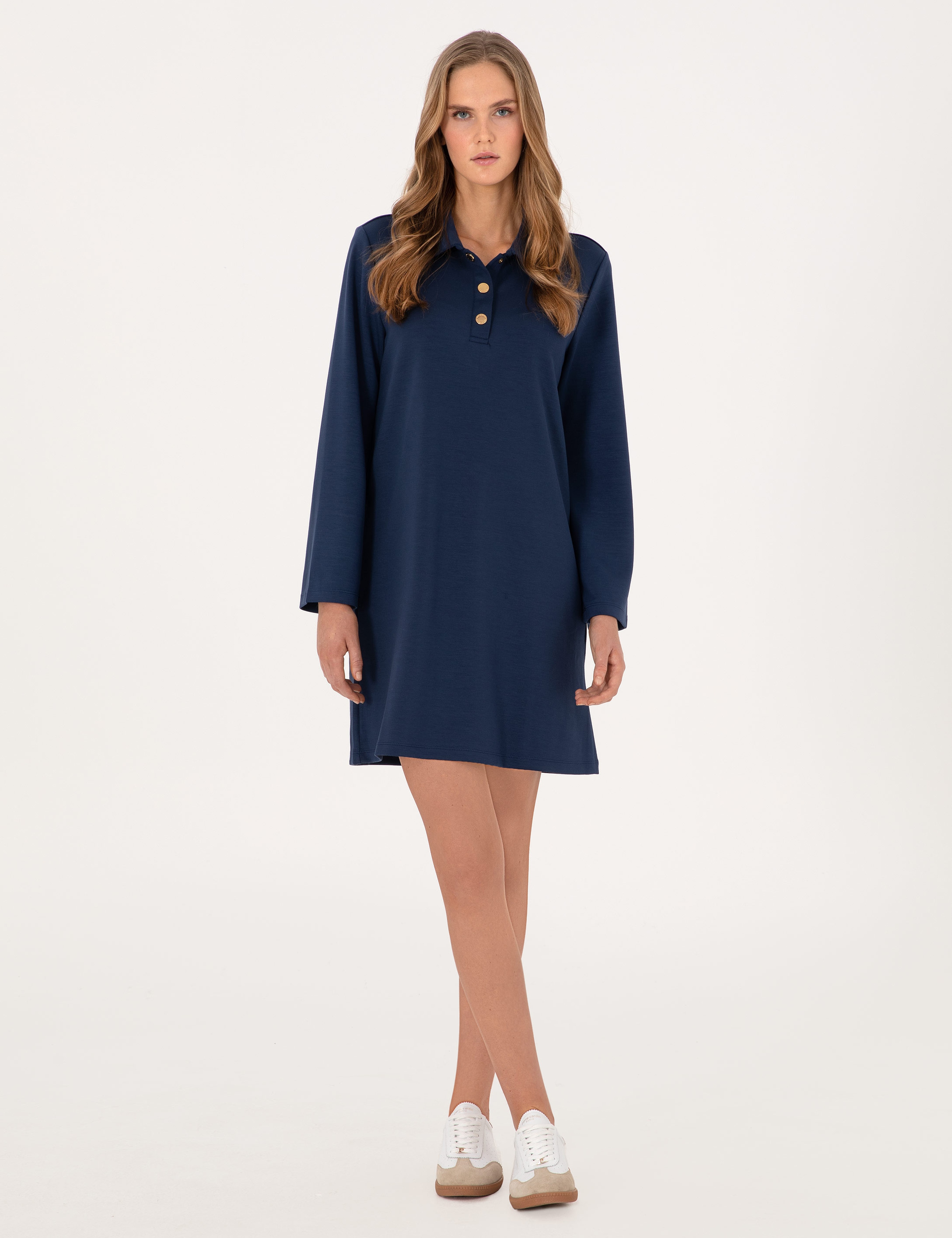 Lacivert Regular Fit Modal Kumaş Örme Elbise - Image 1