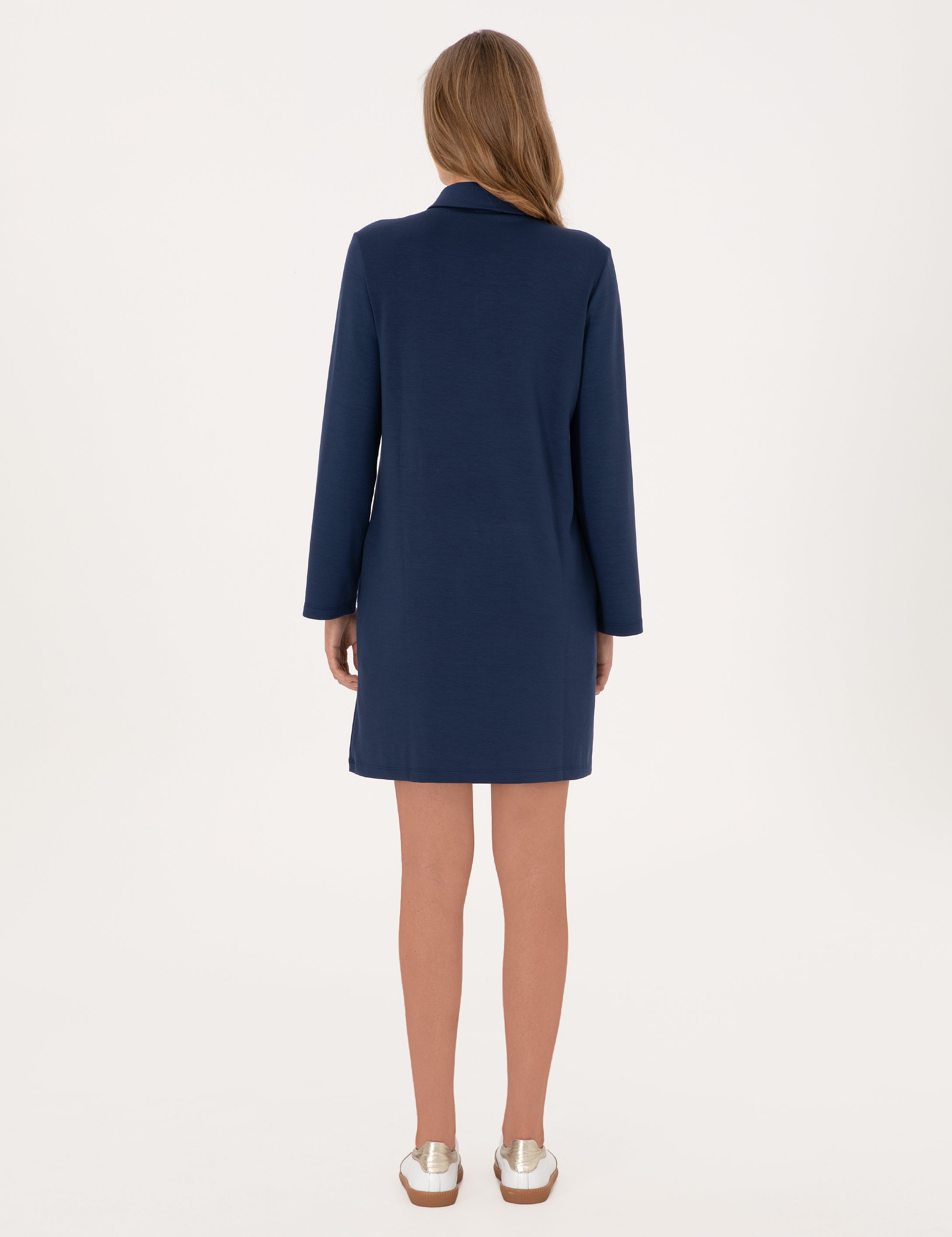 Lacivert Regular Fit Modal Kumaş Örme Elbise - Image 4