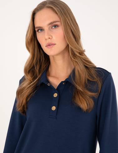 Lacivert Regular Fit Modal Kumaş Örme Elbise