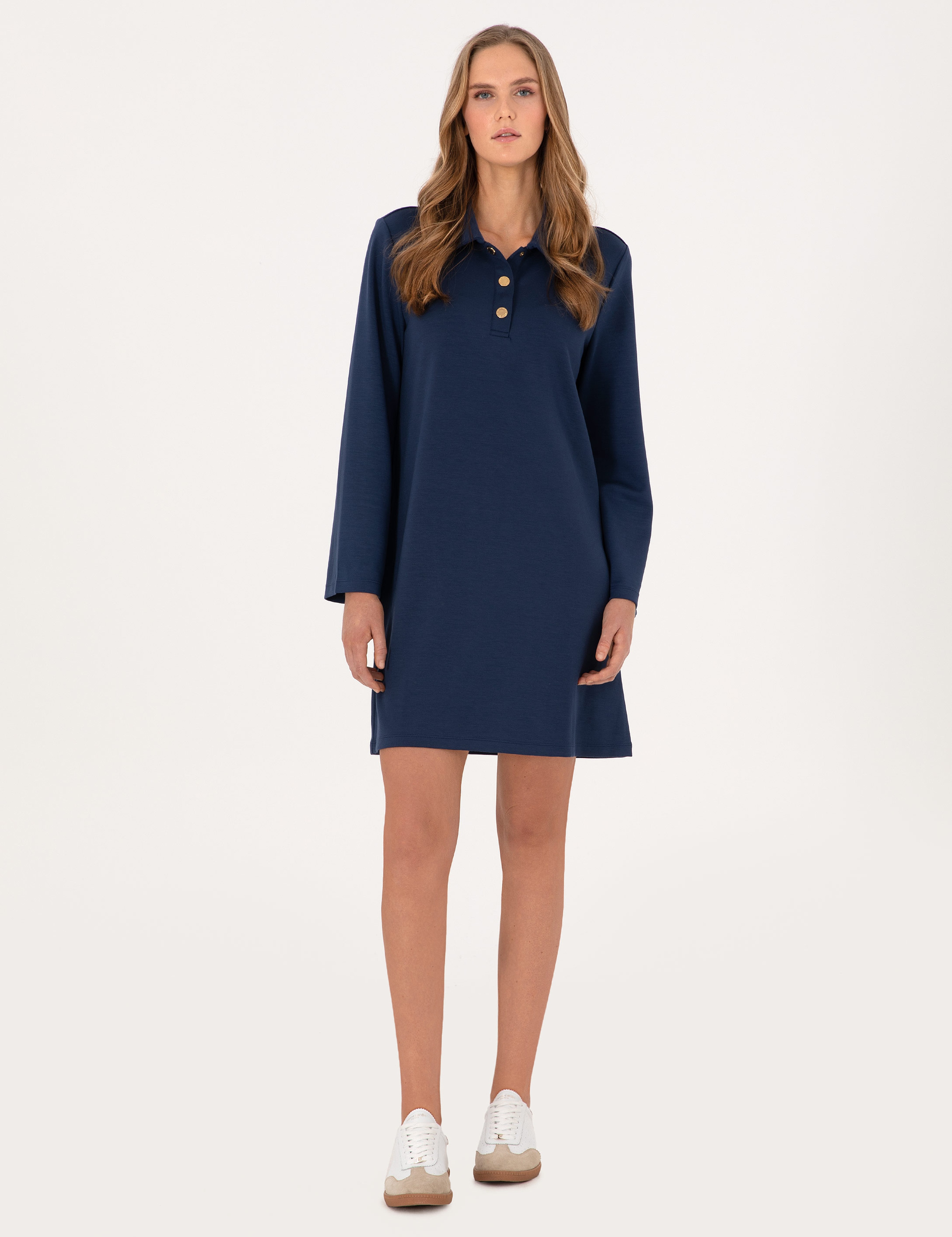 Lacivert Regular Fit Modal Kumaş Örme Elbise - Image 3