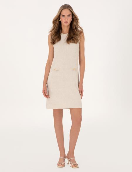 Ekru A Kesim Triko Elbise - 50306434004