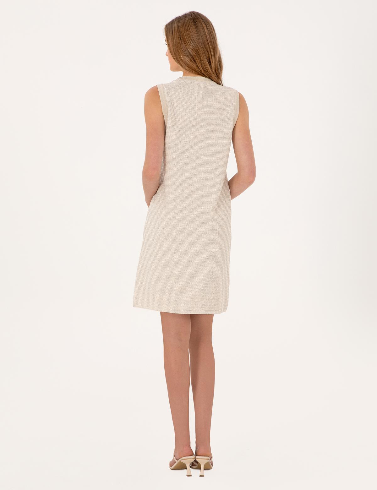 Ekru A Kesim Triko Elbise - 50306434004