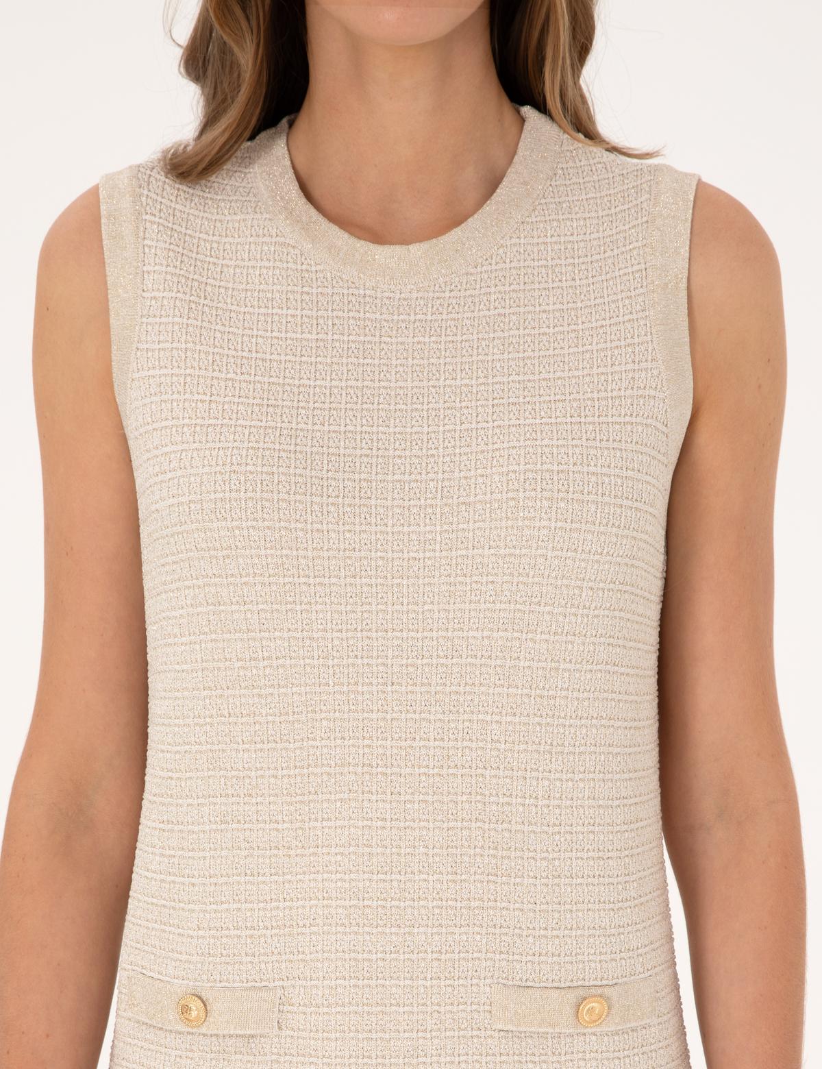 Ekru A Kesim Triko Elbise - 50306434004