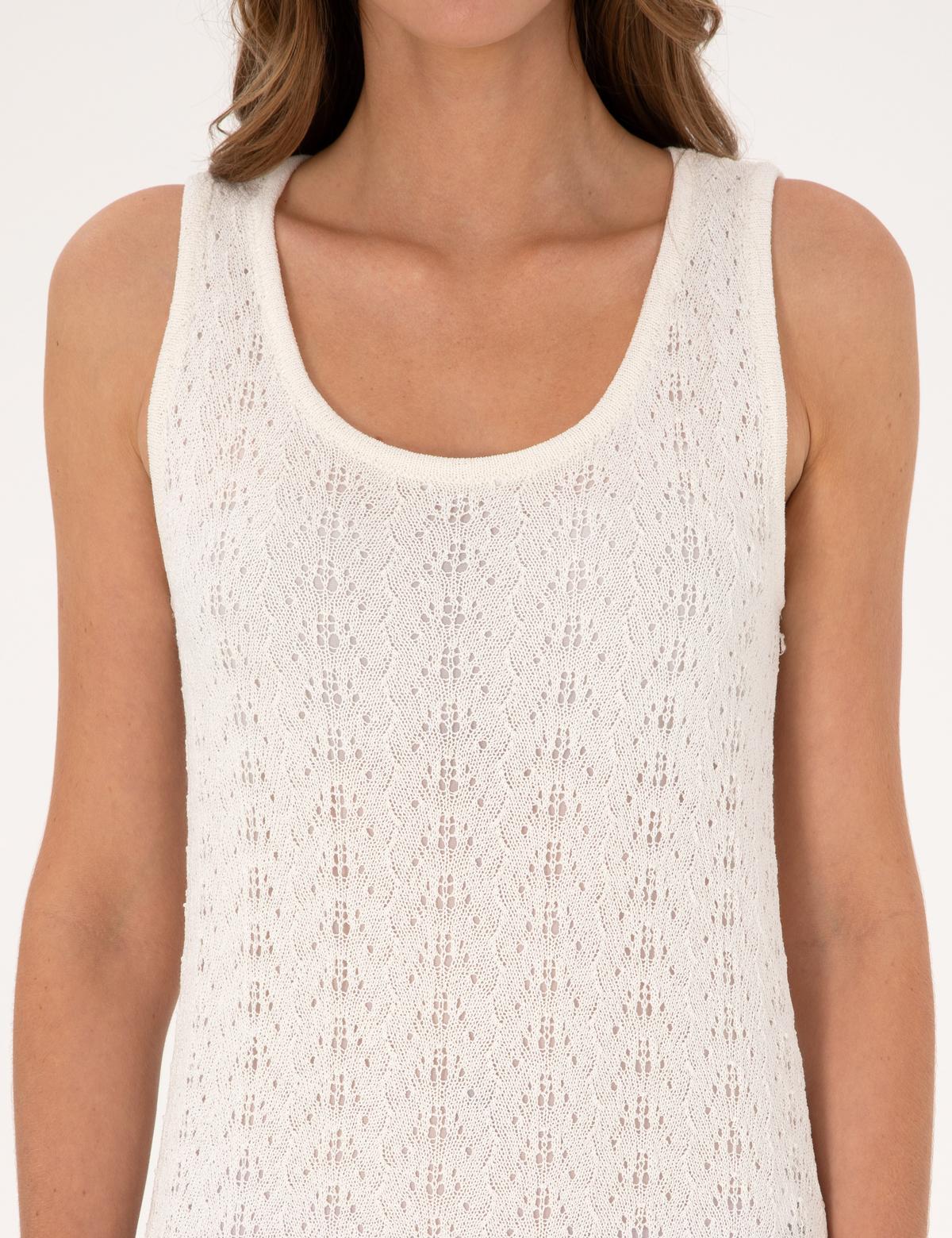 Beyaz A Kesim Triko Elbise - 50305568012