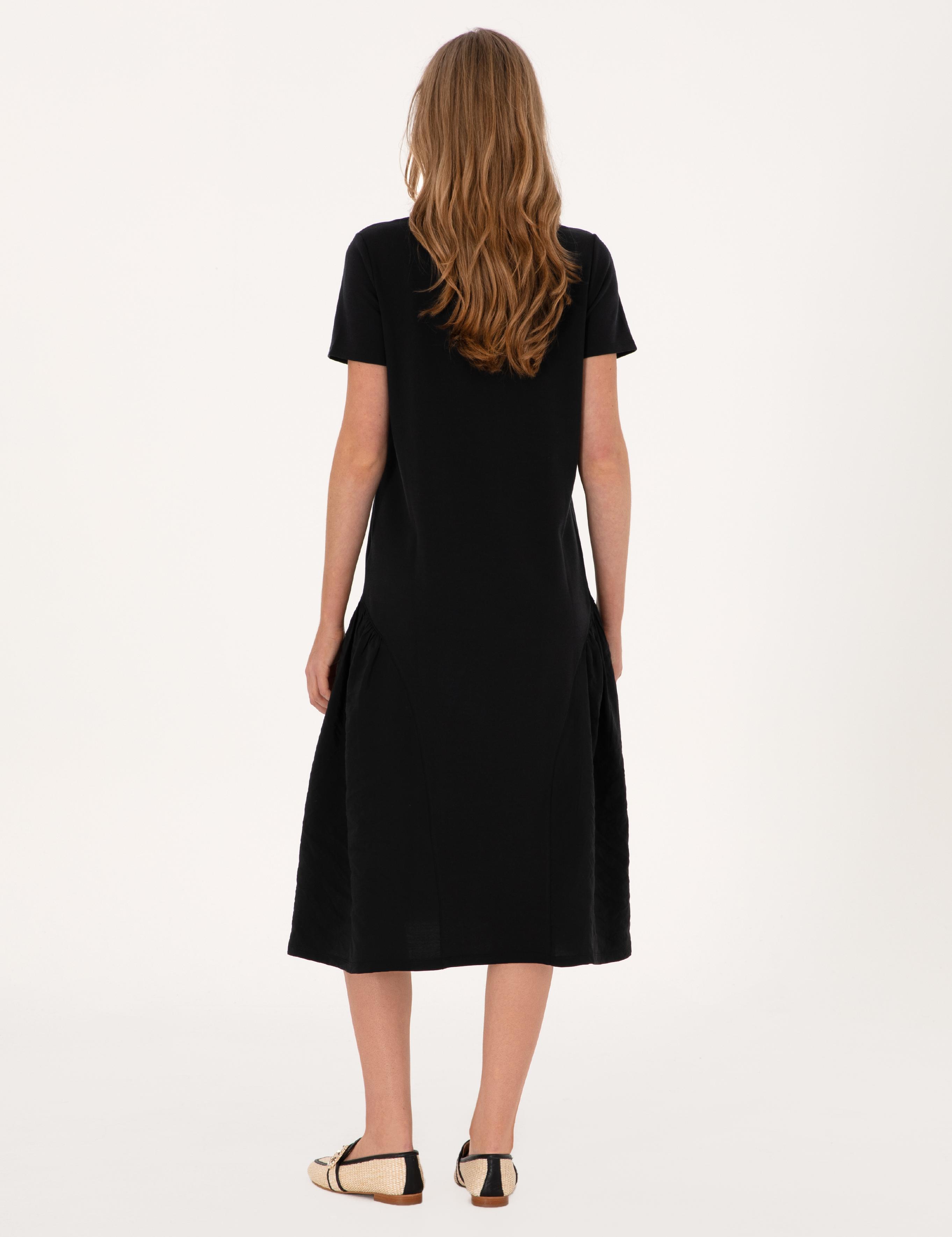 Siyah Regular Fit Örme Elbise