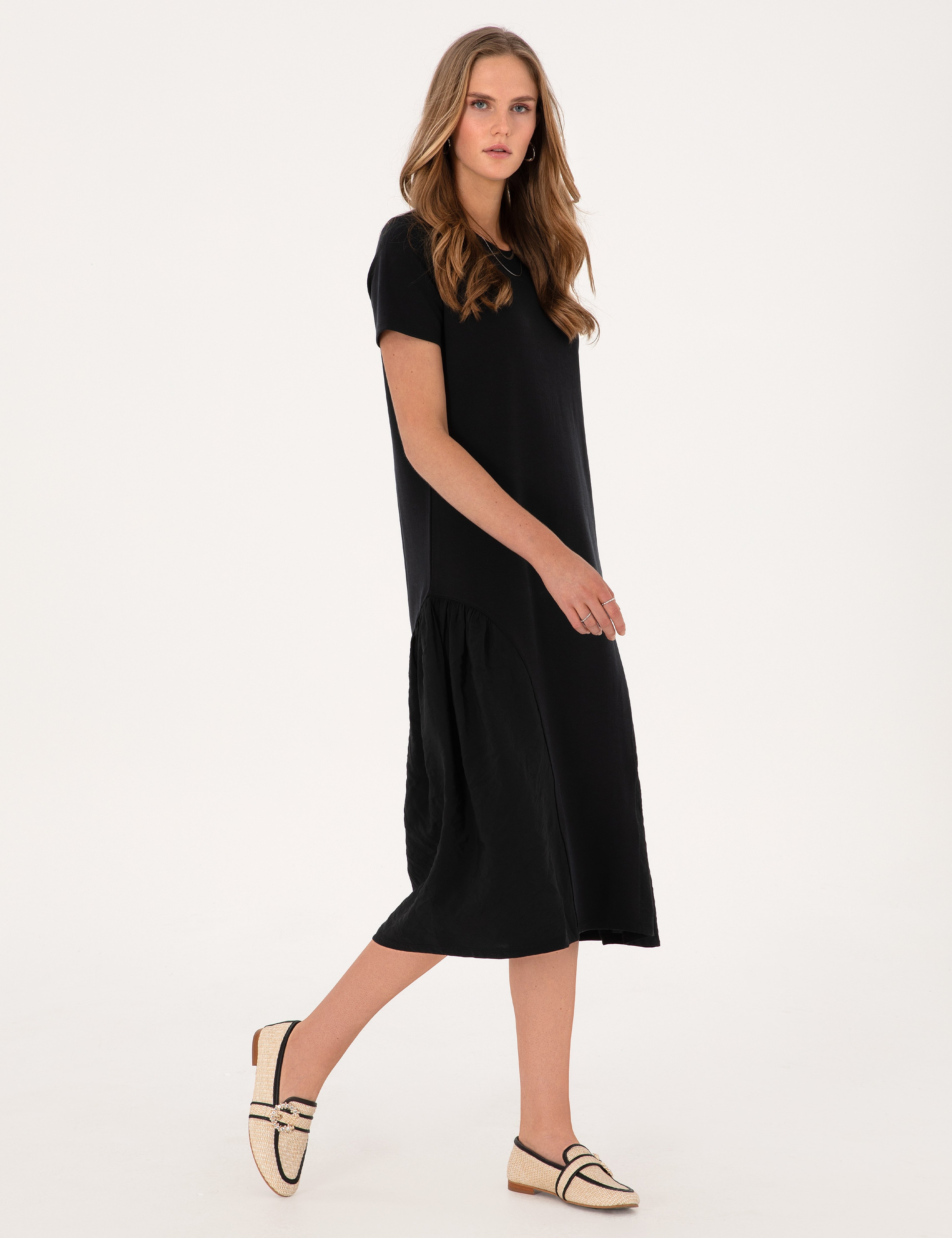 Siyah Regular Fit Örme Elbise