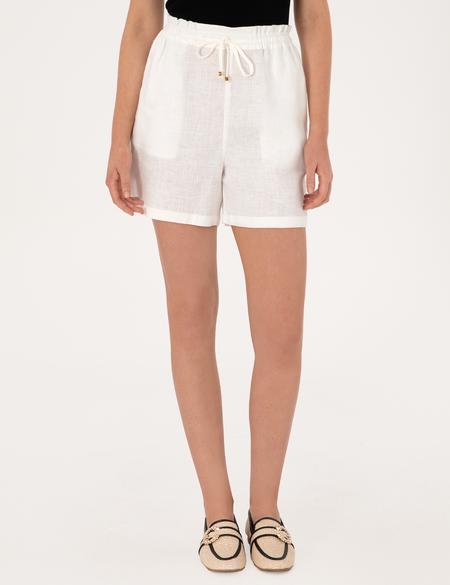 Beyaz Comfort Fit Bermuda Şort - 50306492029