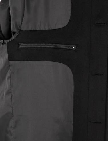 Siyah Slim Fit Kaşe Kaban