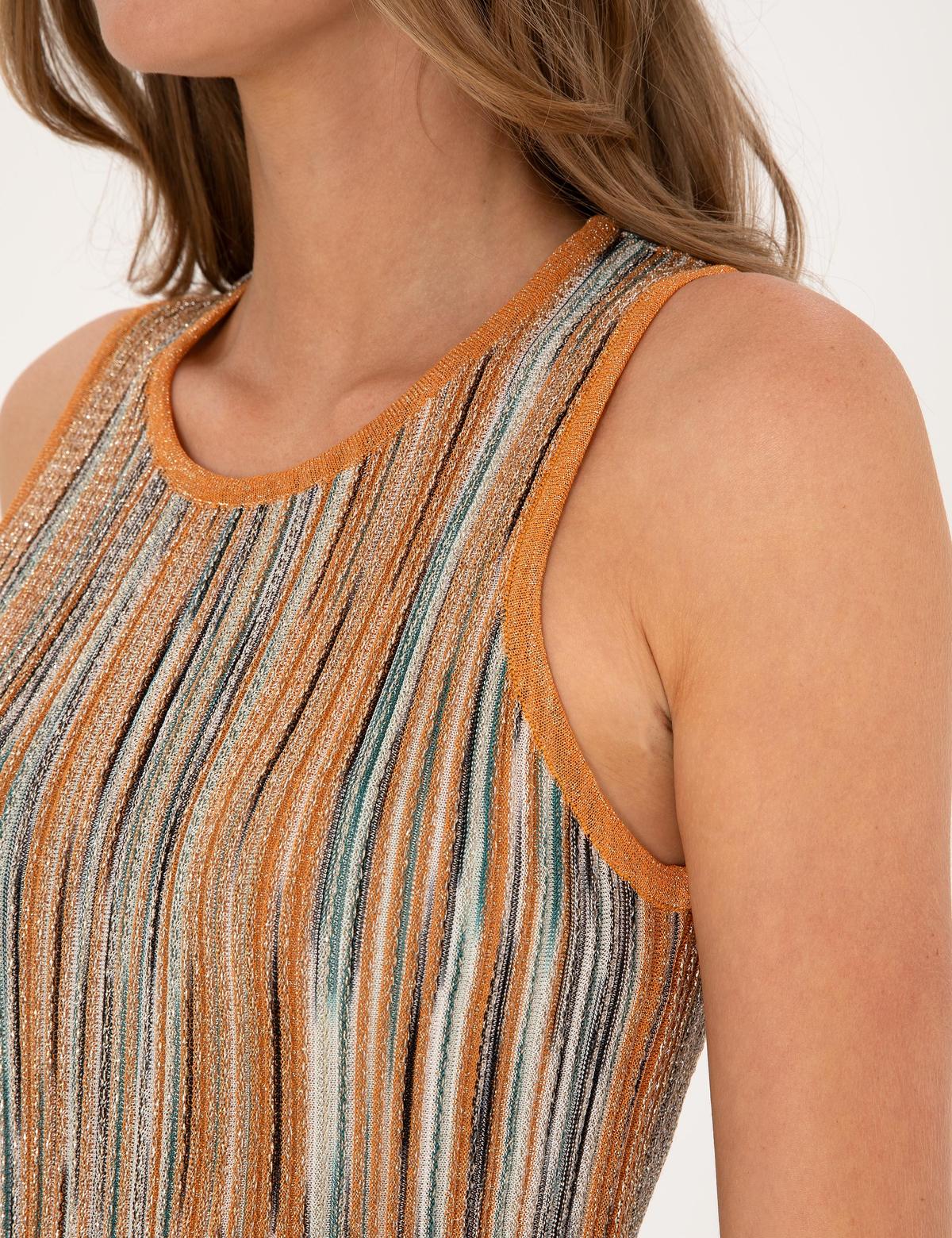 Turuncu A Kesim Triko Elbise - 50306447004