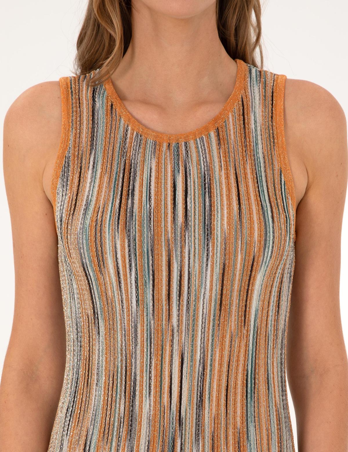 Turuncu A Kesim Triko Elbise - 50306447004