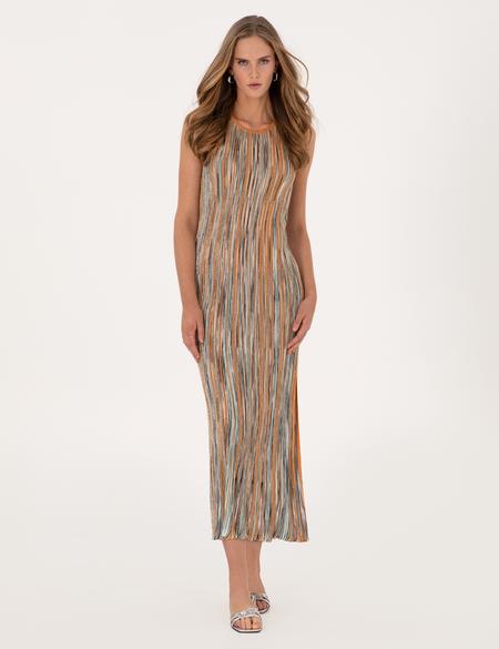 Turuncu A Kesim Triko Elbise - 50306447004