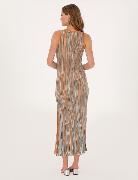 Turuncu A Kesim Triko Elbise - 50306447004