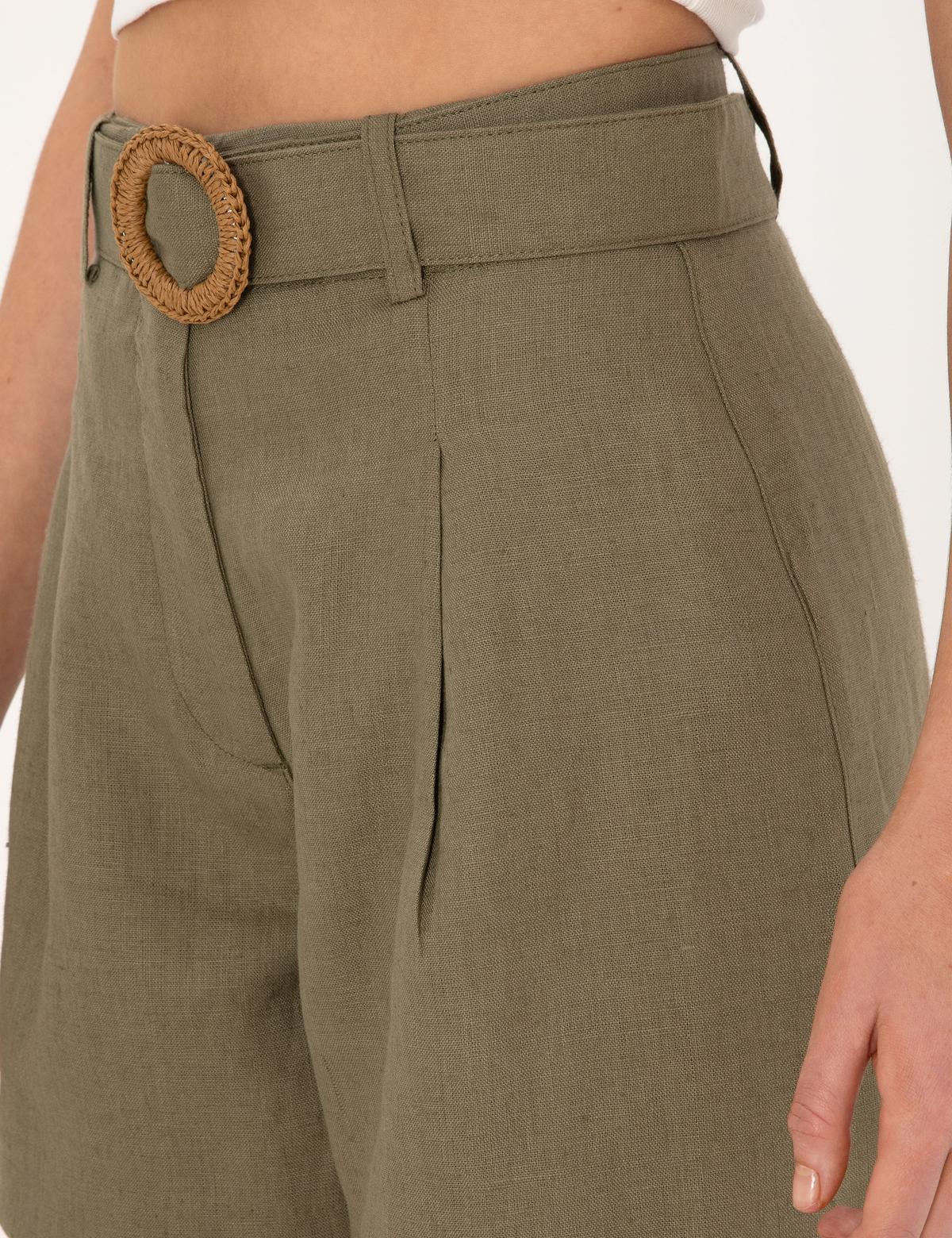 Haki Oversize Bermuda Şort - 50301186008