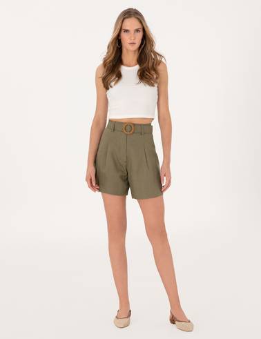Haki Oversize Bermuda Şort