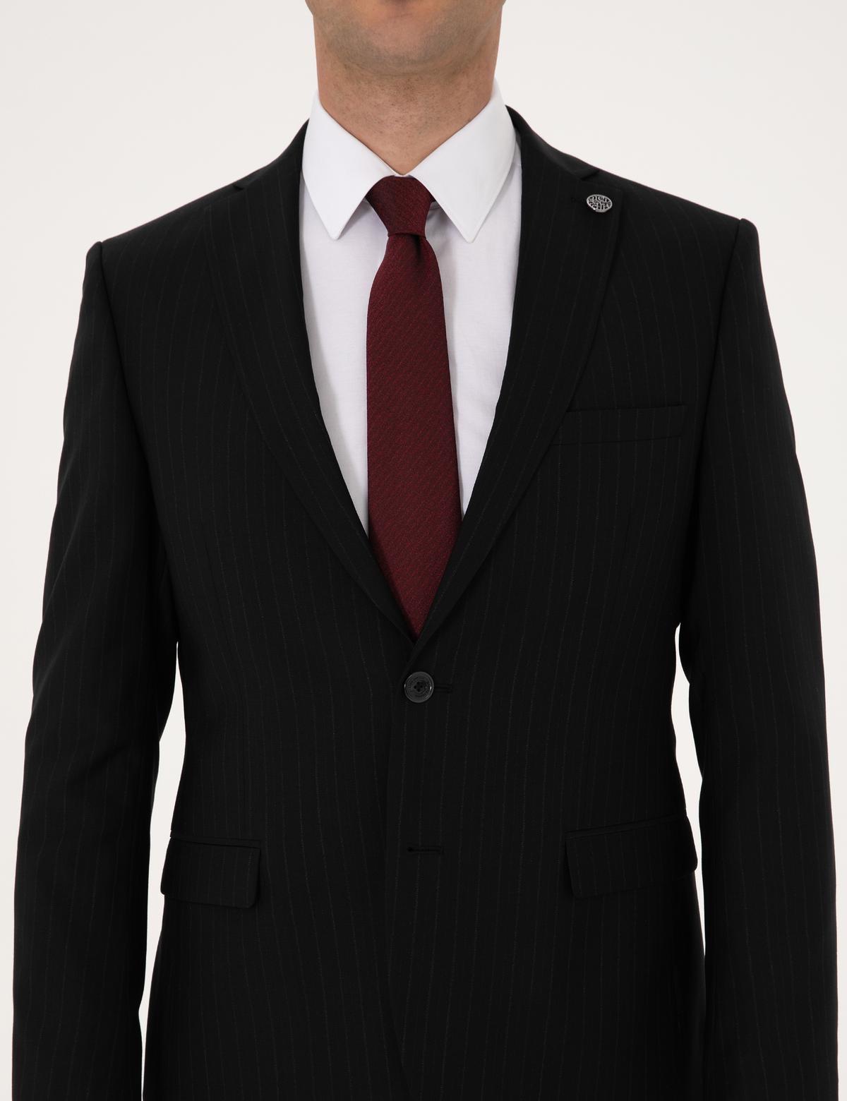 Siyah Slim Fit %100 Yün Takım Elbise - 50311230011