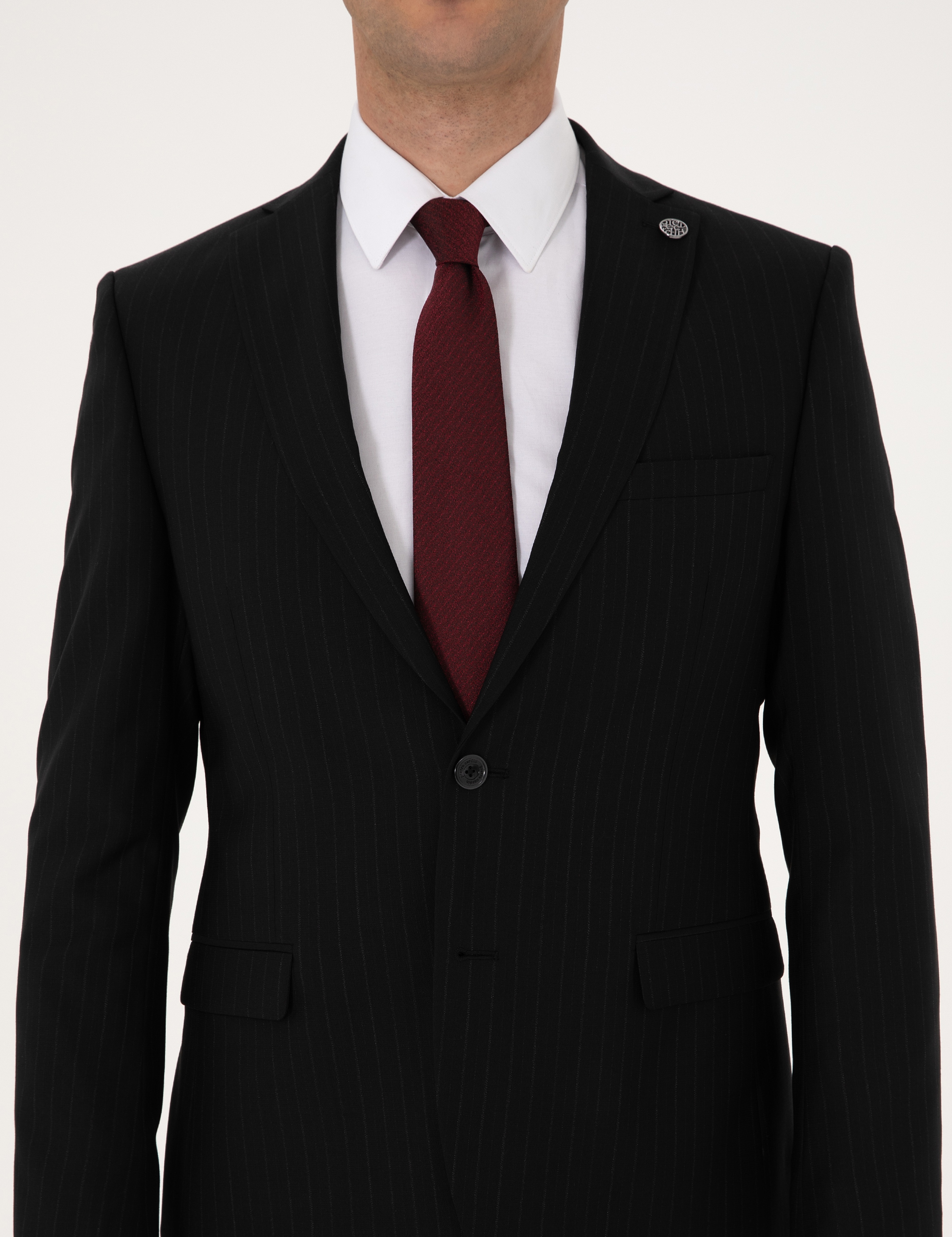 Siyah Slim Fit %100 Yün Takım Elbise - Image 7