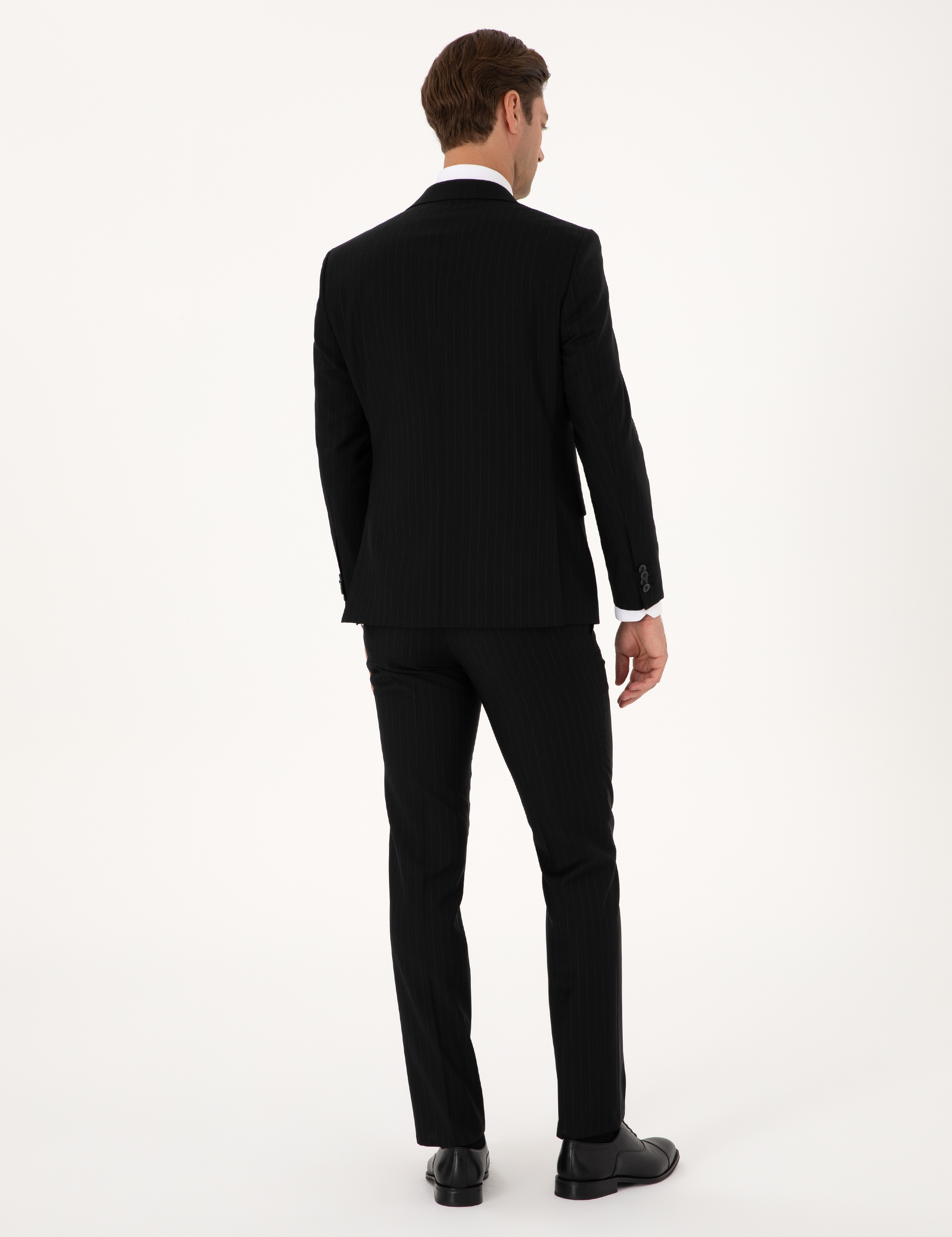 Siyah Slim Fit %100 Yün Takım Elbise - Image 5
