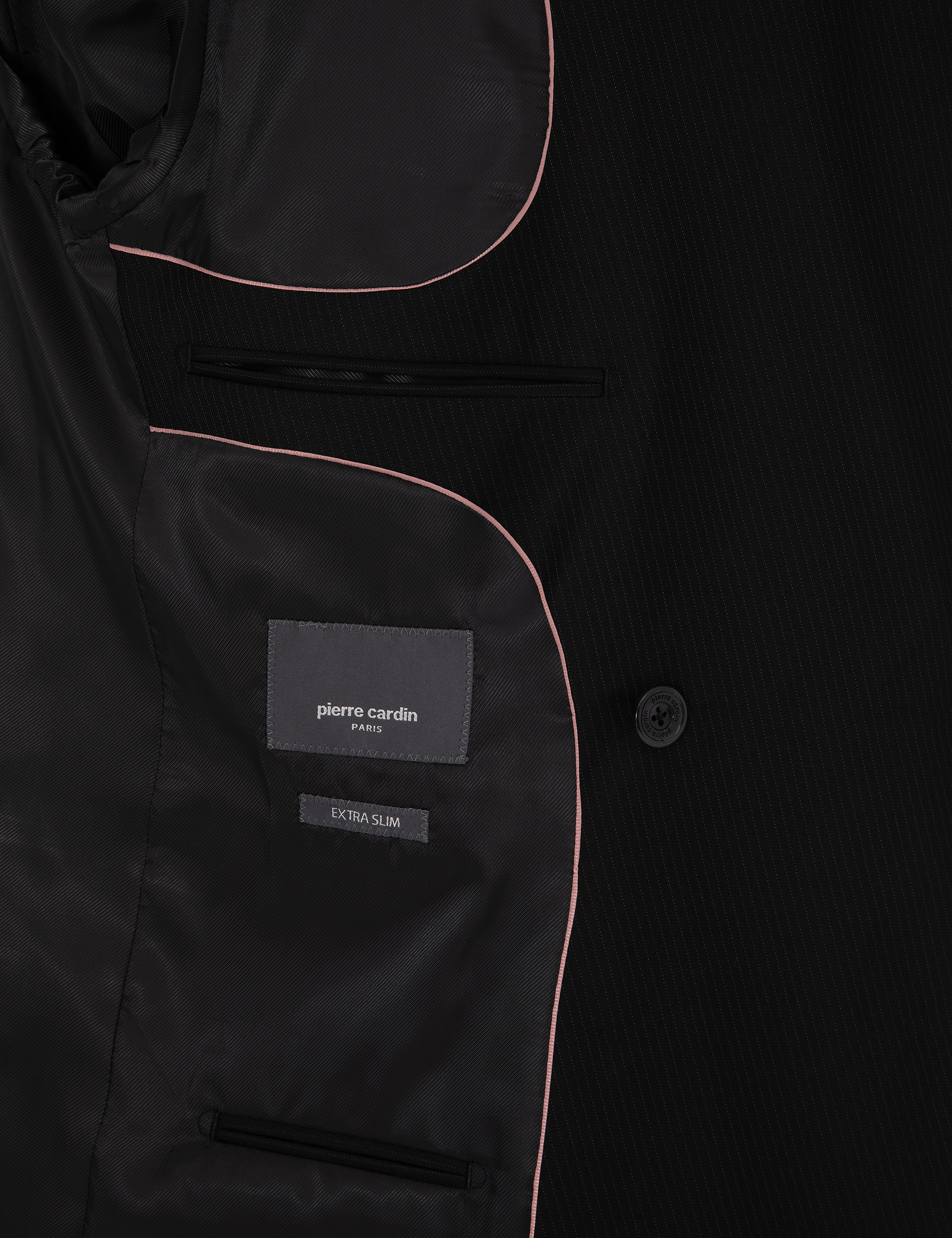Siyah Ex. Slim Fit %100 Yün Çizgili Takım Elbise - Image 6