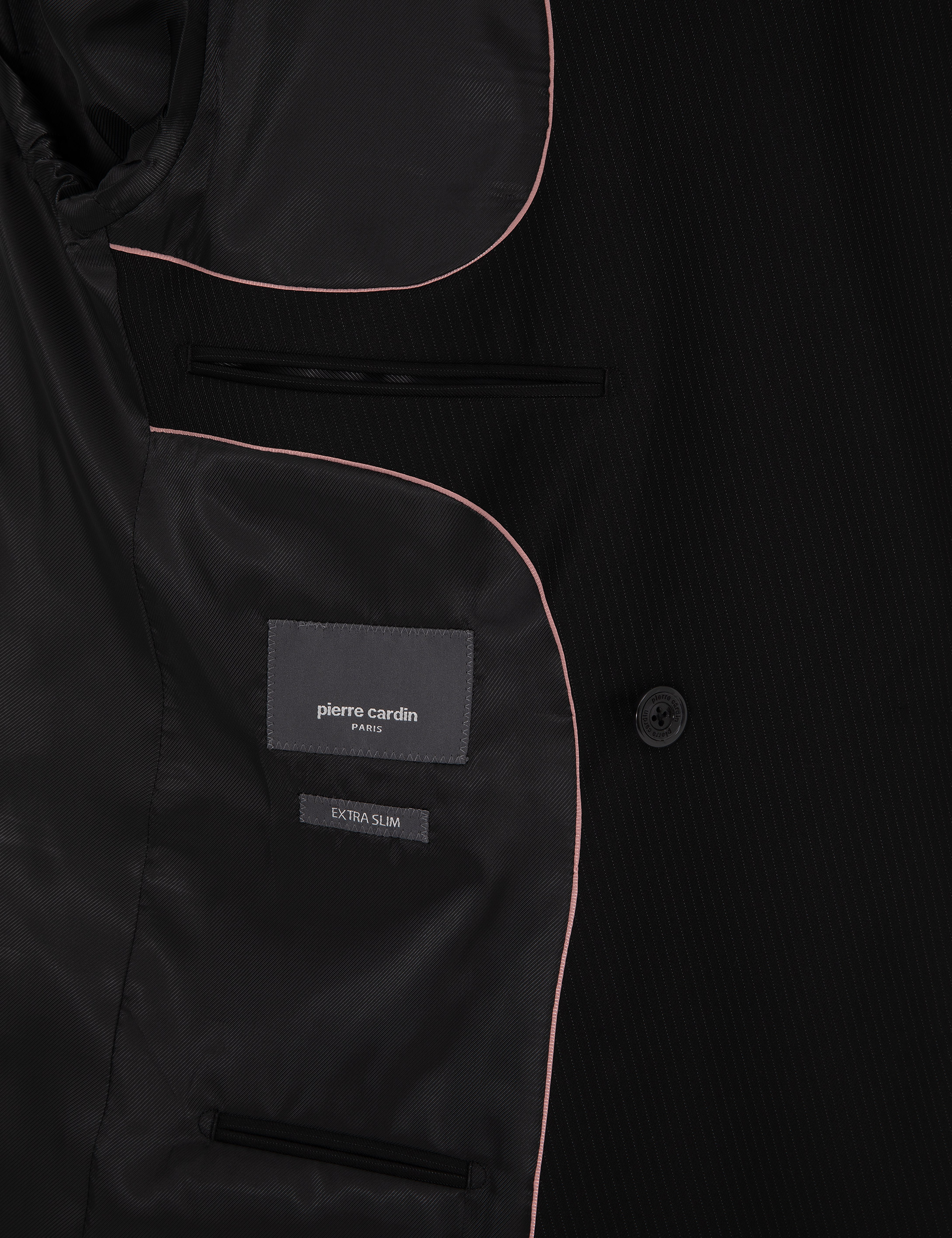 Siyah Ex. Slim Fit %100 Yün Çizgili Takım Elbise