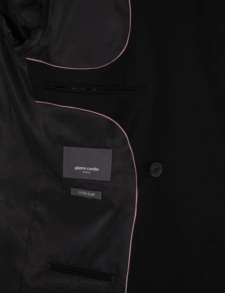 Siyah Ex. Slim Fit %100 Yün Çizgili Takım Elbise - 50311242014