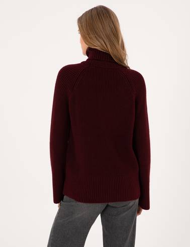 Vişne Comfort Fit Balıkçı Yaka Kazak