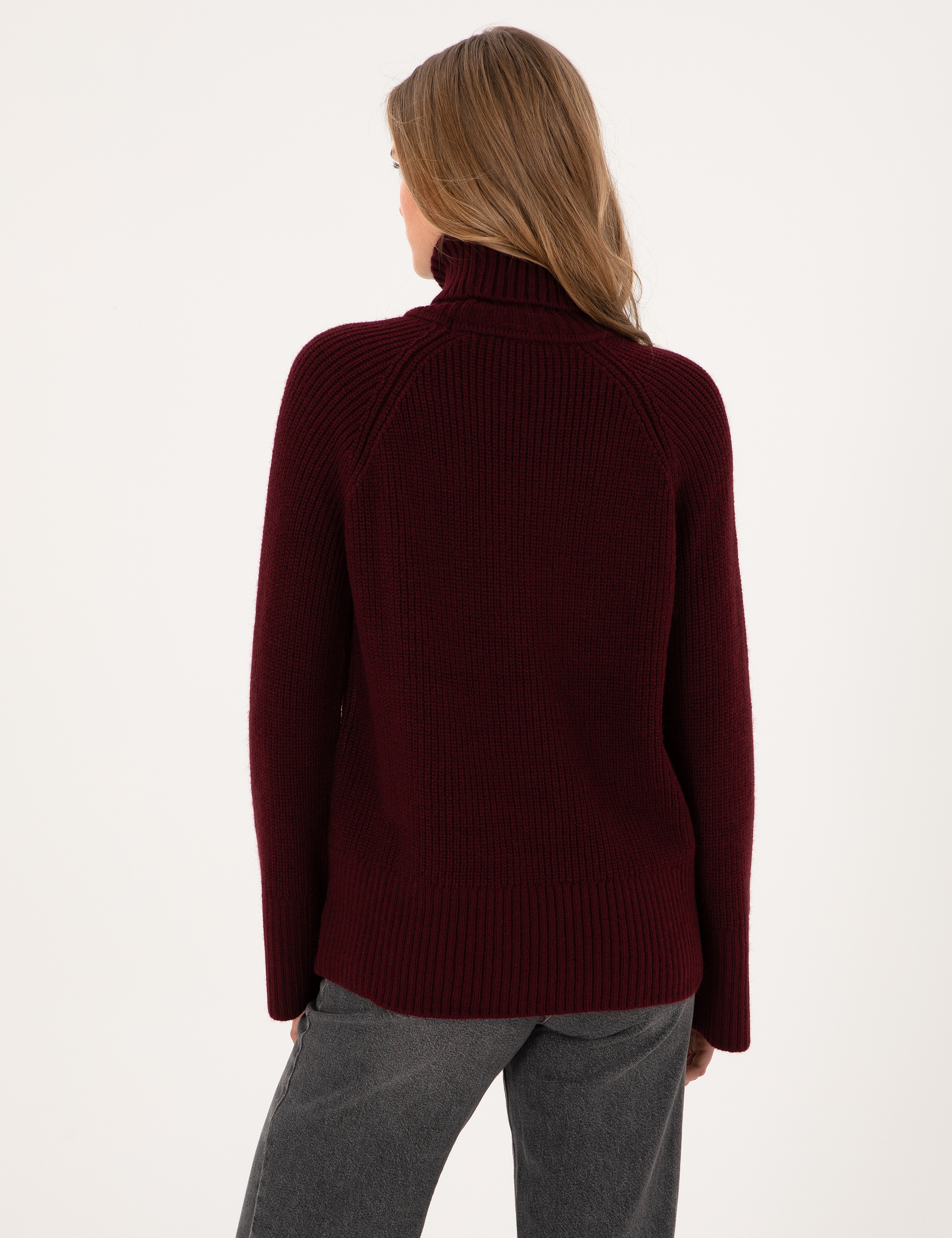 Vişne Comfort Fit Balıkçı Yaka Kazak - Image 5