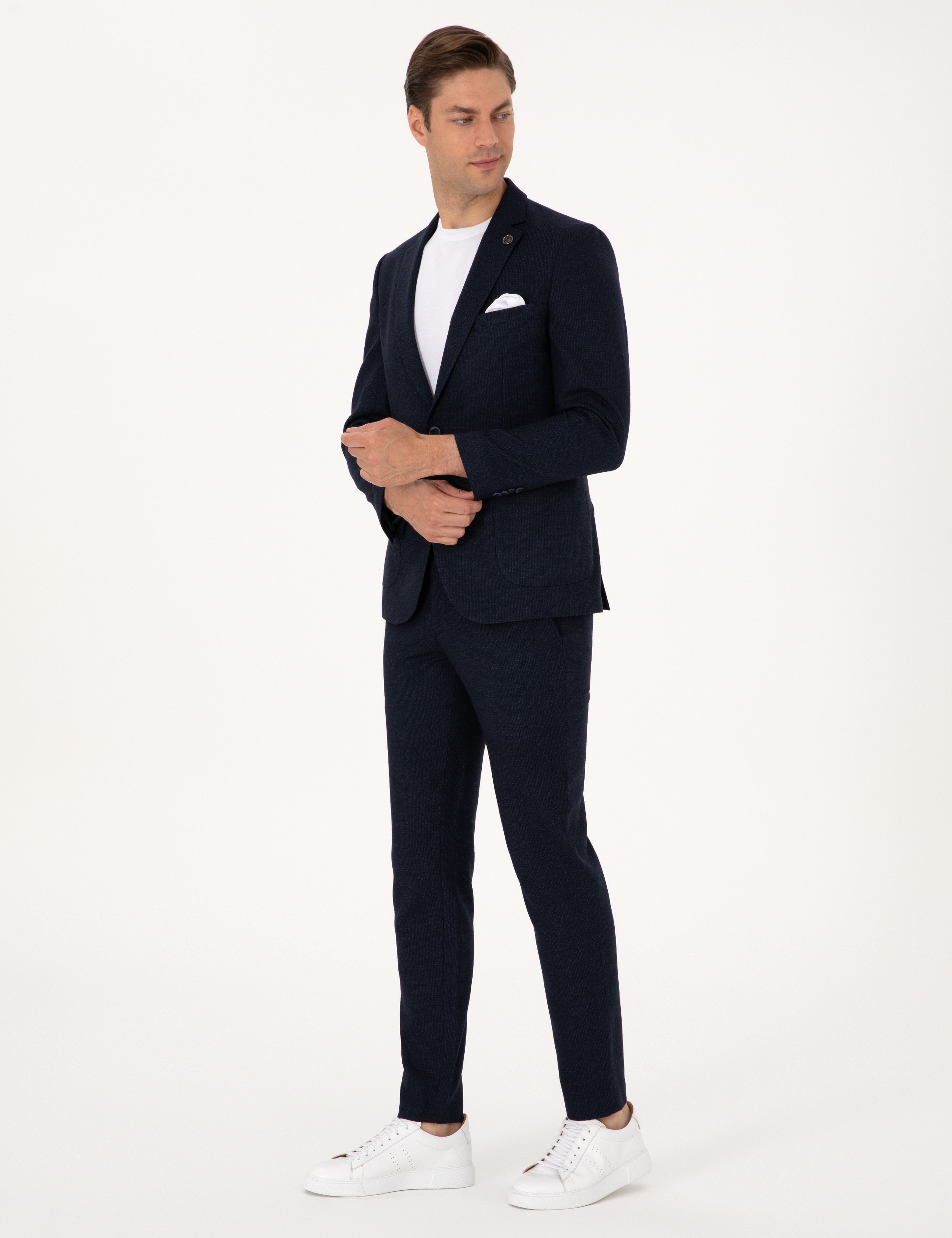 Lacivert Ex. Slim Fit Yün Karışımlı Takım Elbise