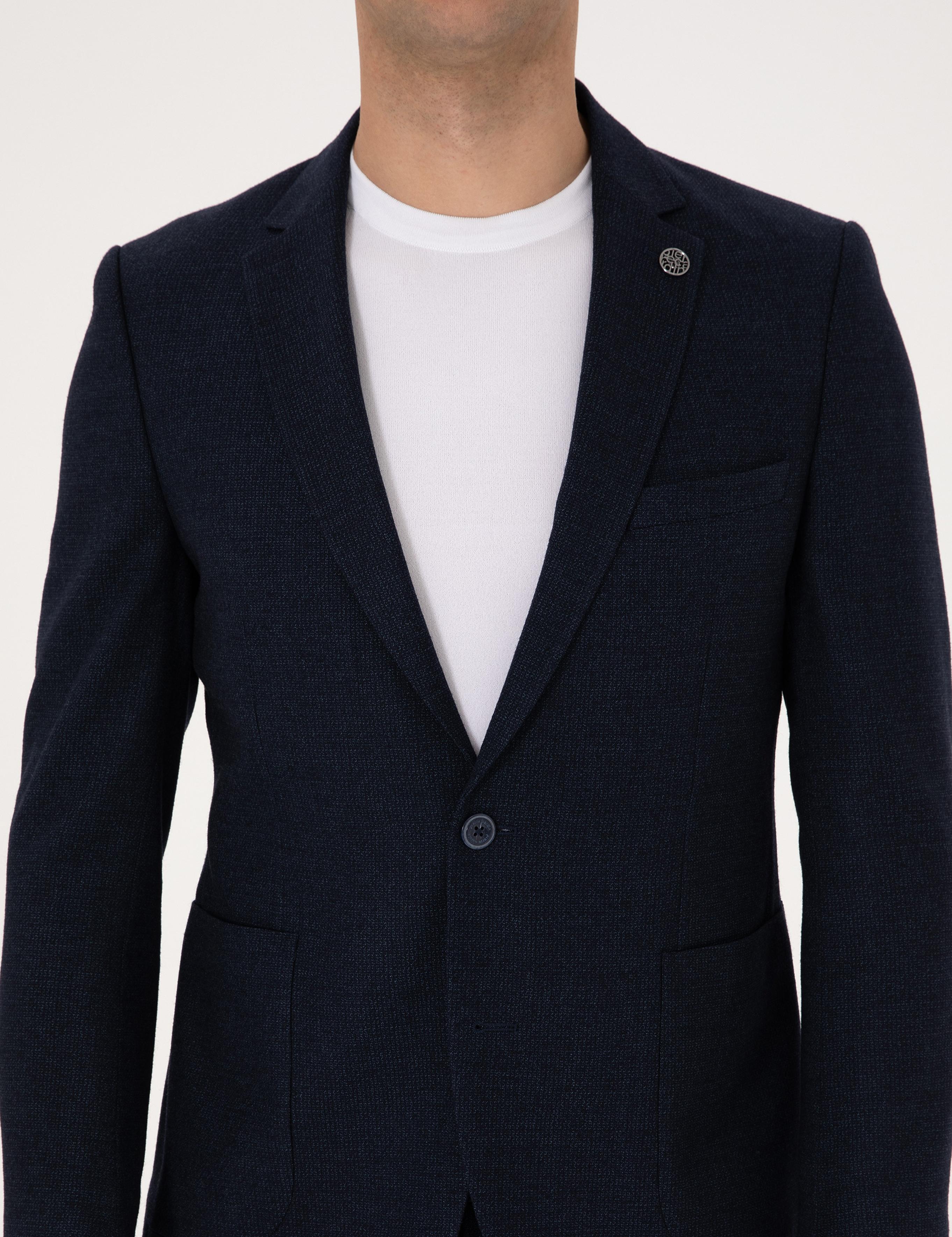 Lacivert Ex. Slim Fit Yün Karışımlı Takım Elbise