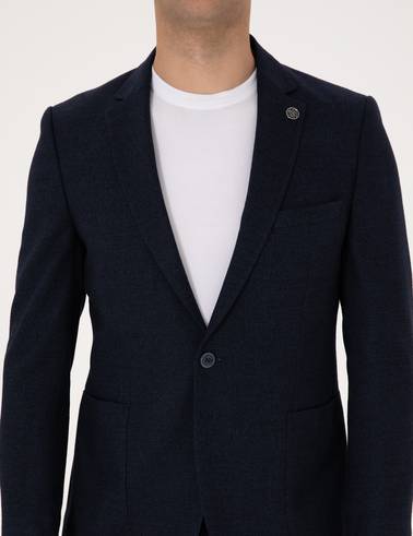 Lacivert Ex. Slim Fit Yün Karışımlı Takım Elbise