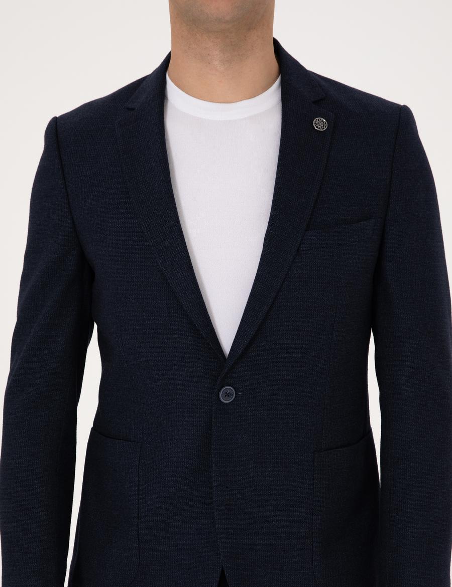 Lacivert Ex. Slim Fit Yün Karışımlı Takım Elbise