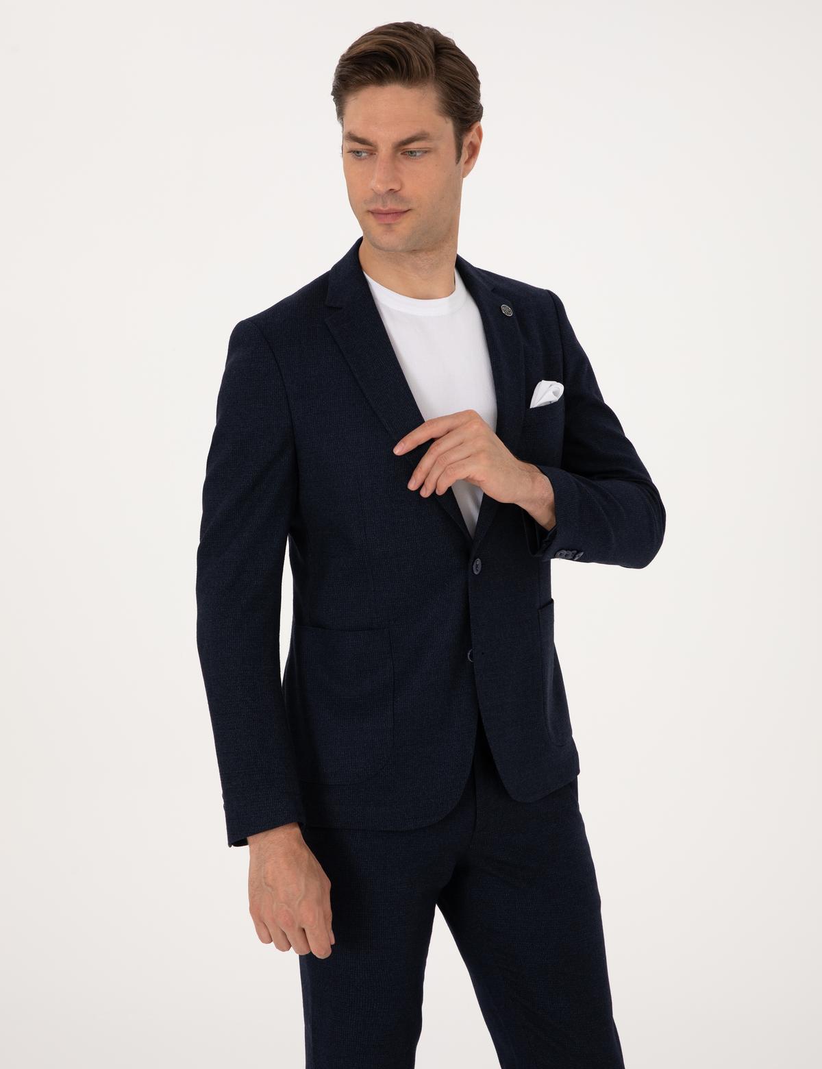 Lacivert Ex. Slim Fit Yün Karışımlı Takım Elbise - 50311261026
