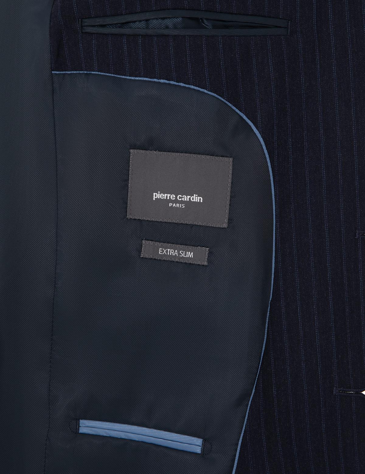 Lacivert Ex. Slim Fit Yün Karışımlı Çizgili Takım Elbise - 50311536011