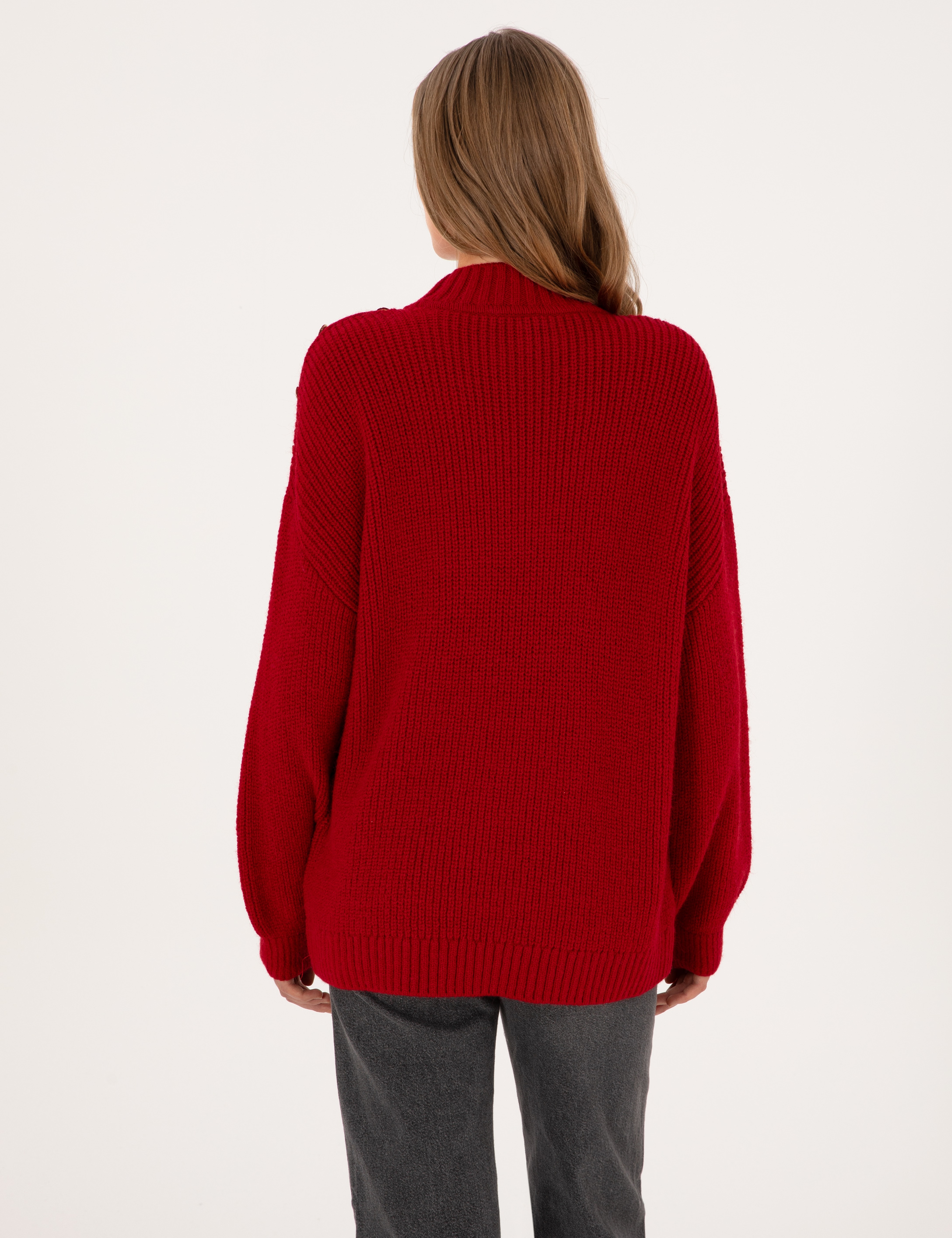 Kırmızı Comfort Fit Yarım Balıkçı Kazak - Image 5