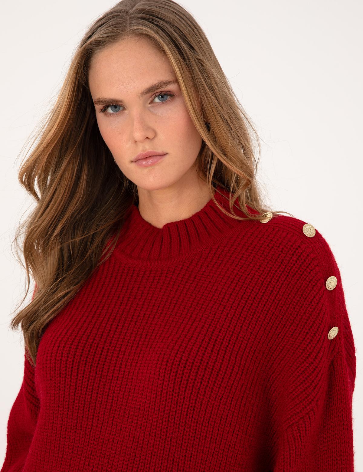 Kırmızı Comfort Fit Yarım Balıkçı Kazak - 50316342033