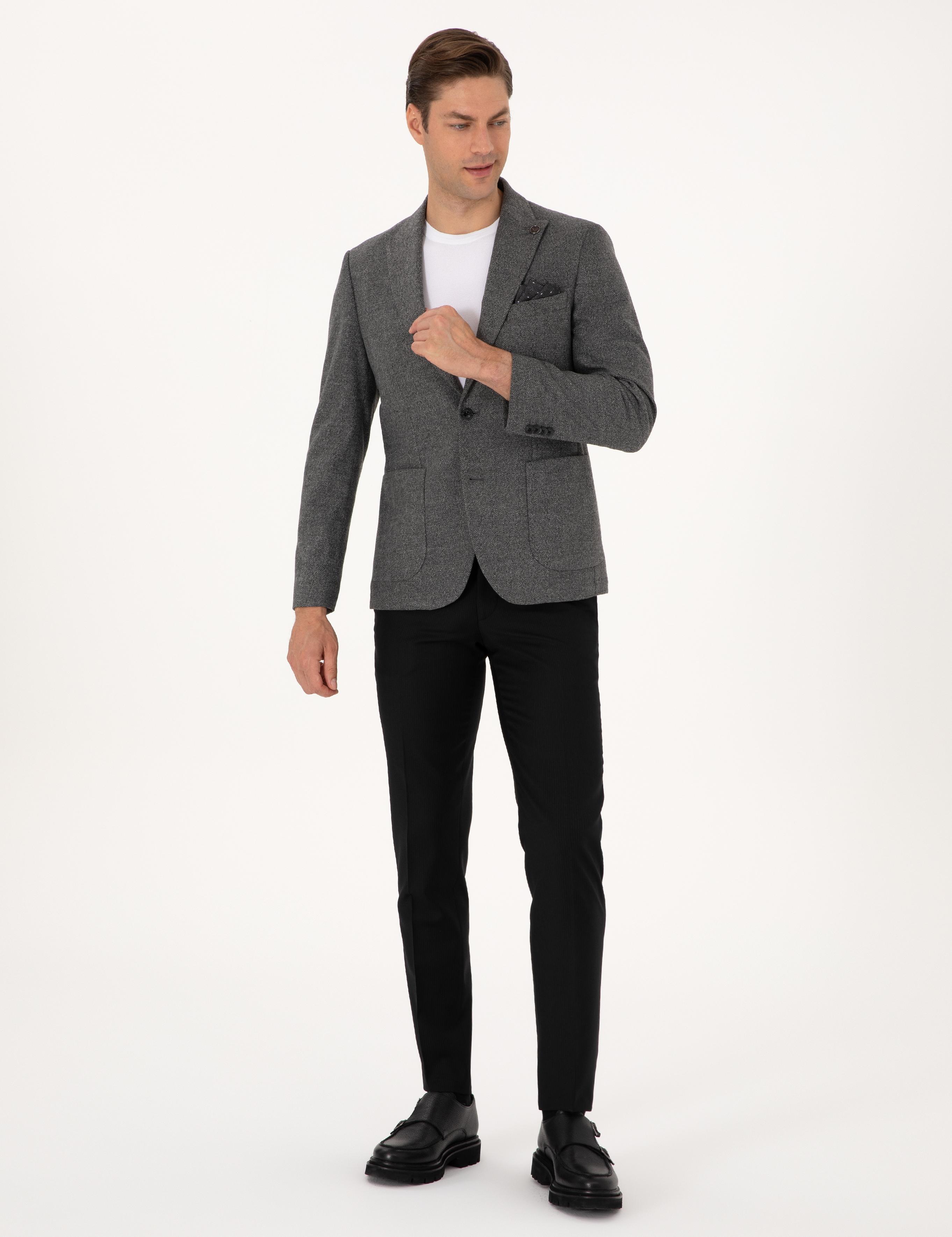 Füme Slim Fit Balıksırtı Ceket