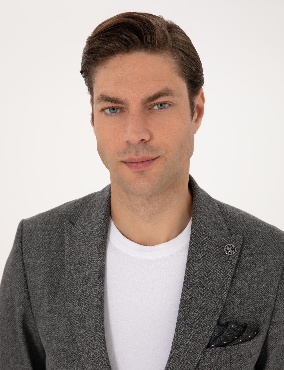 Füme Slim Fit Balıksırtı Ceket - 50316324026