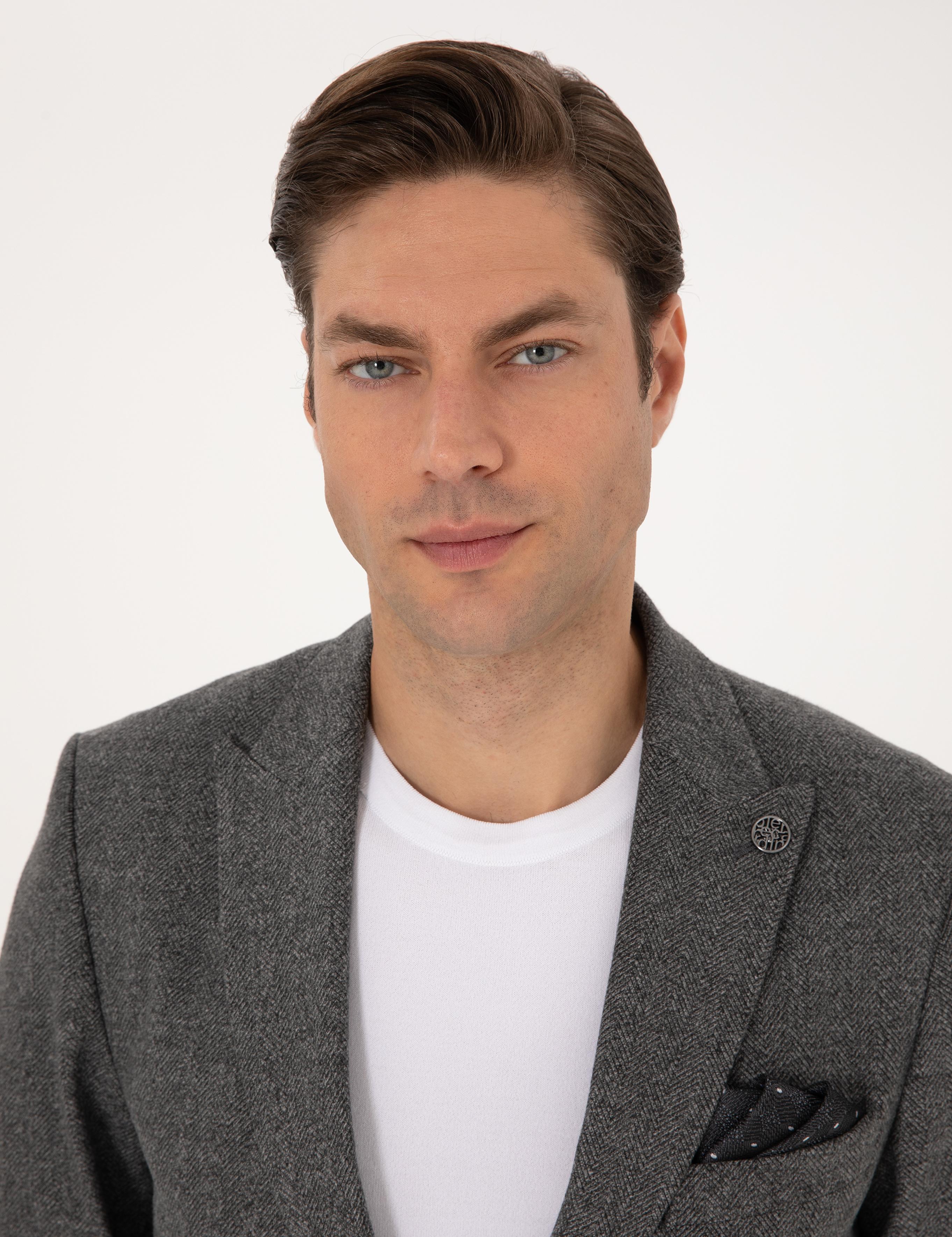 Füme Slim Fit Balıksırtı Ceket