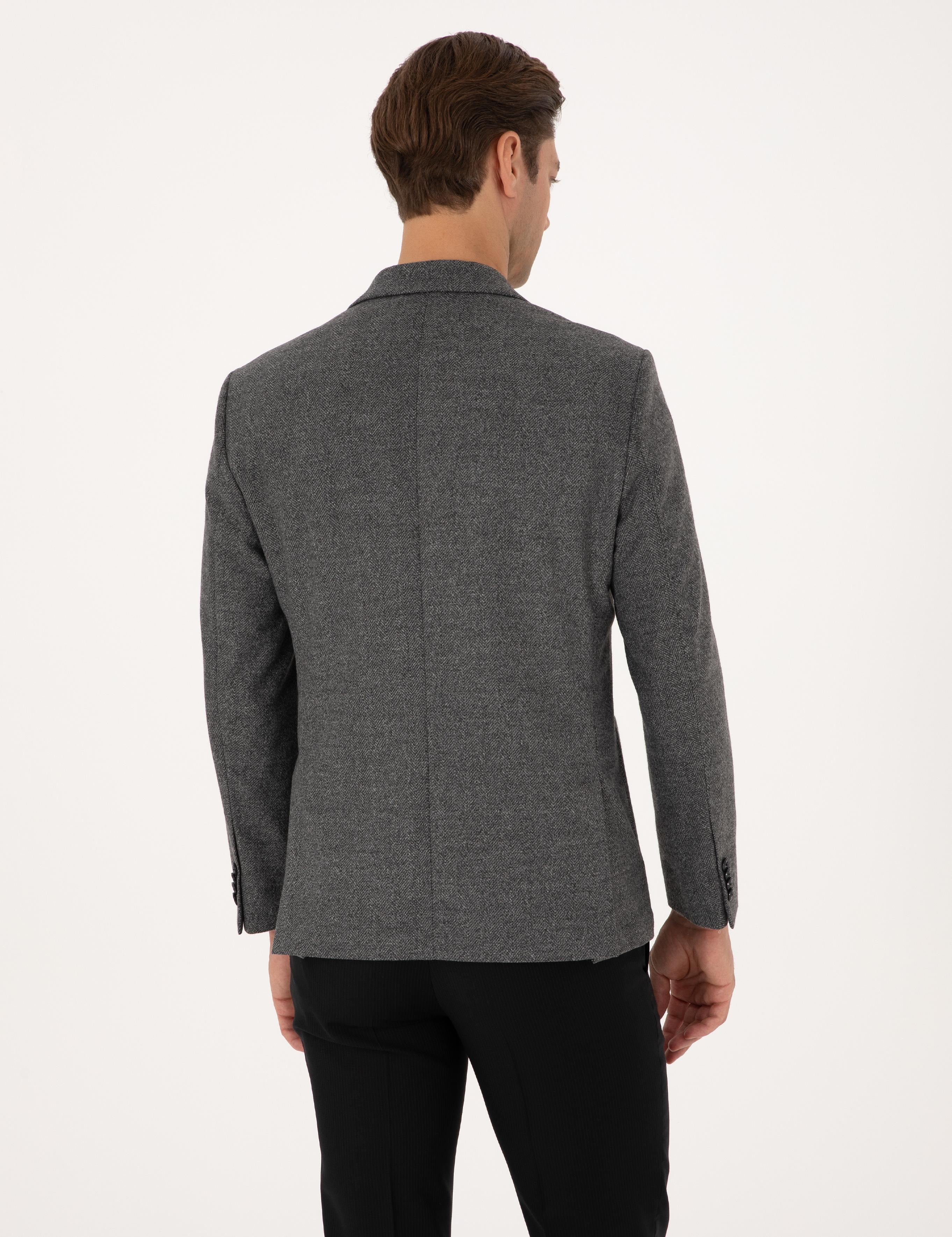 Füme Slim Fit Balıksırtı Ceket