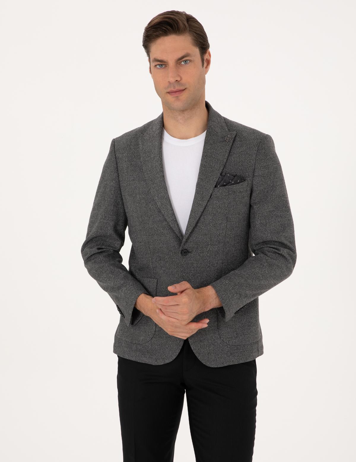 Füme Slim Fit Balıksırtı Ceket