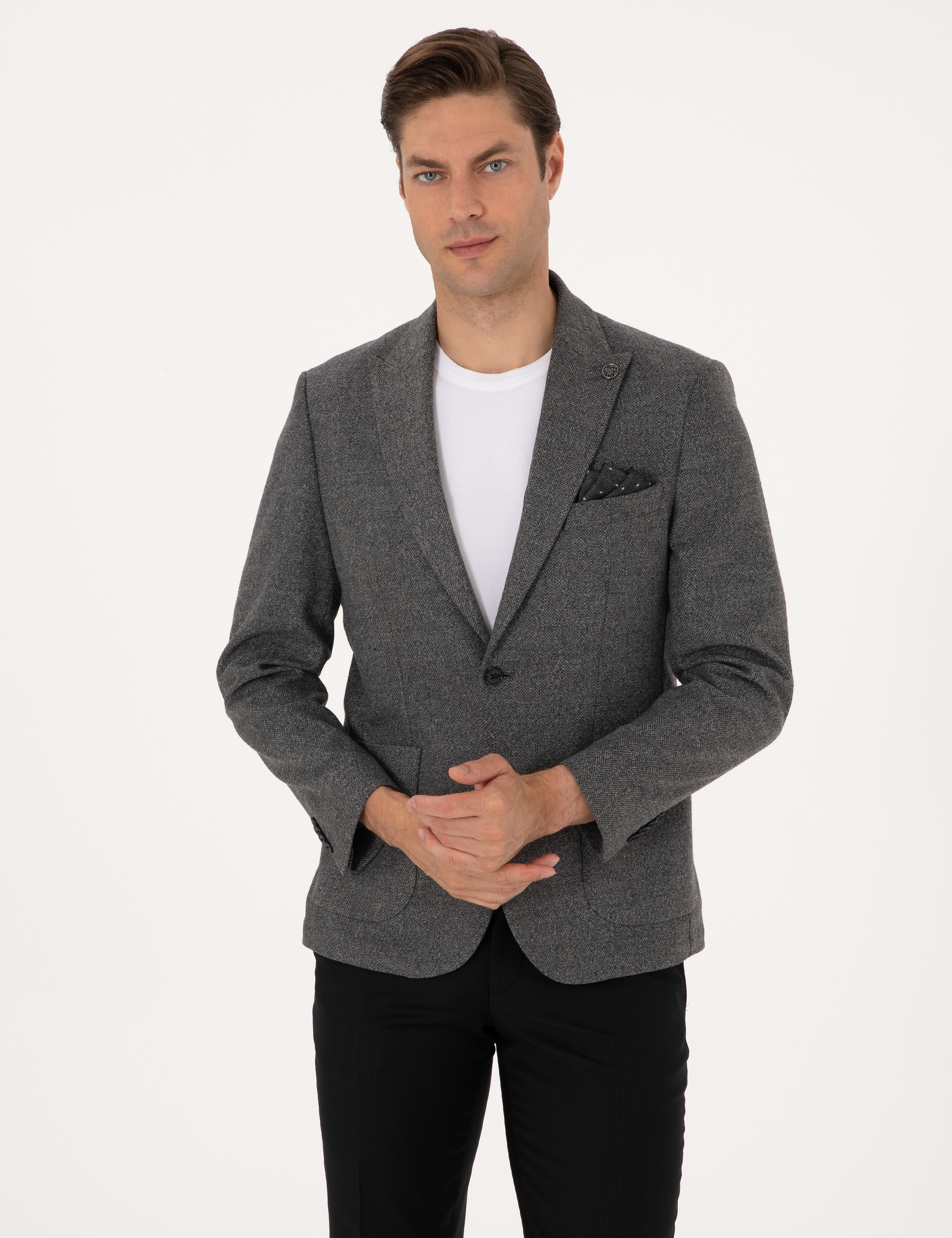 Füme Slim Fit Balıksırtı Ceket - Image 1