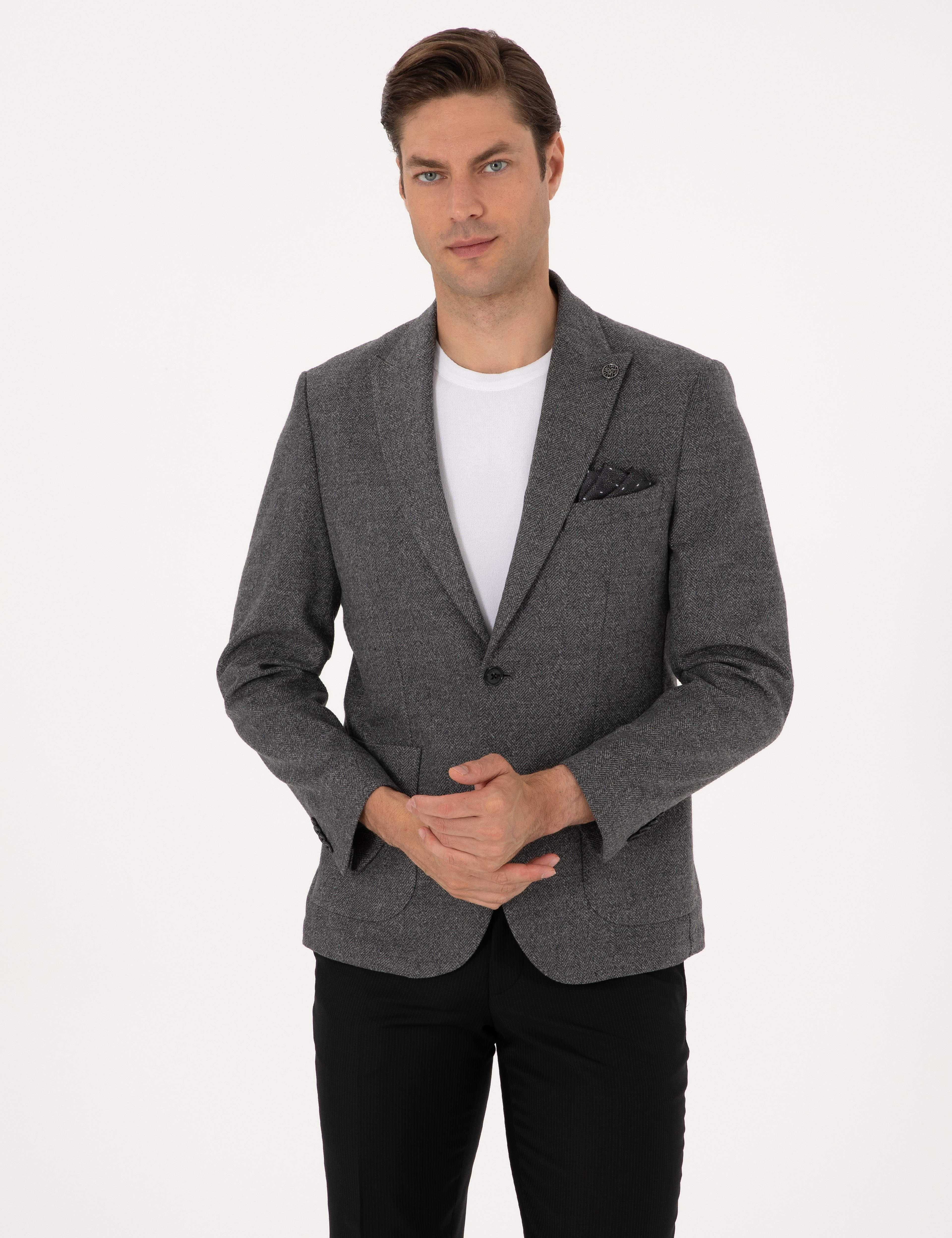 Füme Slim Fit Balıksırtı Ceket