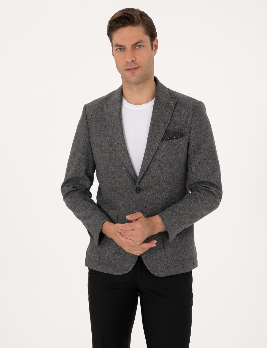 Füme Slim Fit Balıksırtı Ceket