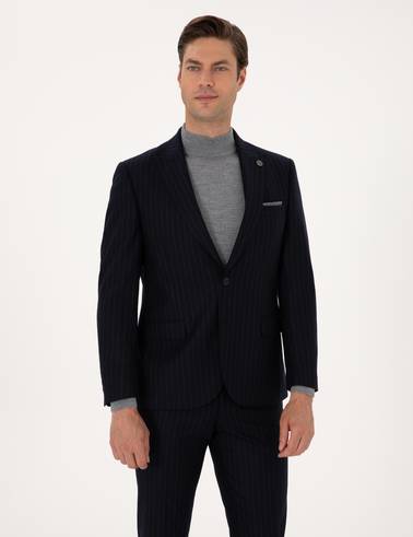 Lacivert Slim Fit %100 Yün Takım Elbise