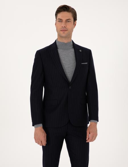 Lacivert Slim Fit %100 Yün Takım Elbise - 50311235056