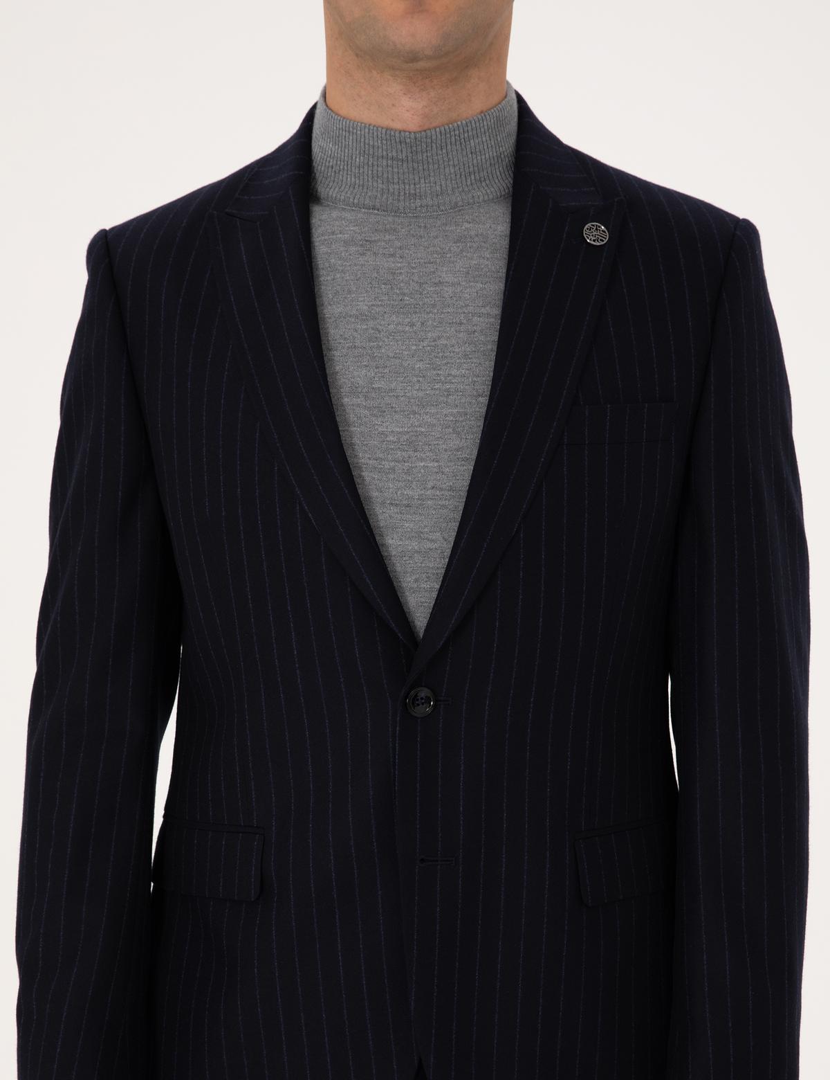 Lacivert Slim Fit %100 Yün Takım Elbise - 50311235056