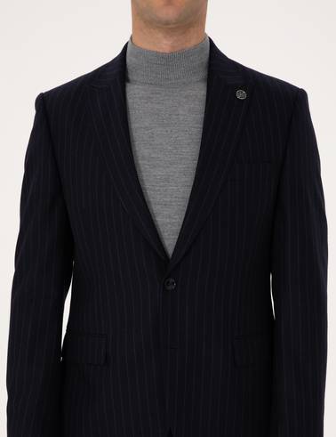 Lacivert Slim Fit %100 Yün Takım Elbise